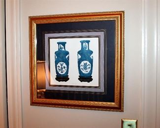 Framed print of Asian vases