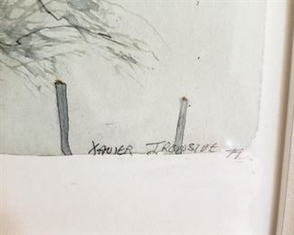 ONLINE AUCTION ITEM #48 - Xavier Ironside original watercolor painting - approximately 22" x 24.75" including frame.