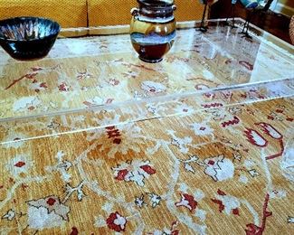 ONLINE AUCTION ITEM #54 - Mid-century modern Lucite coffee table - approximately 4' long, 2' wide.