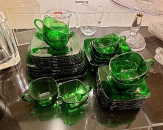Anchor Hocking "Charm" forest green dishes