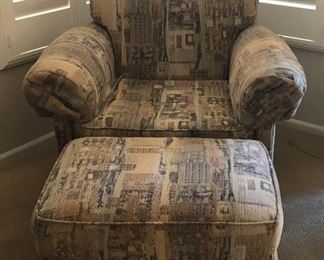 FlexSteel Arm Chair and Ottoman