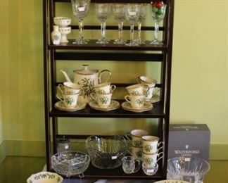 Beautiful Lenox Holiday china and Lenox Classic Laurel Crystal glasses.   