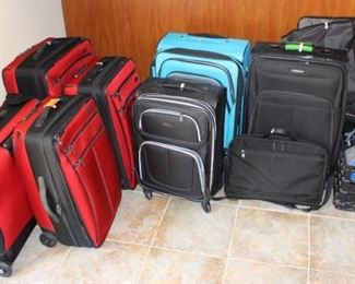 Lots of luggage pieces.