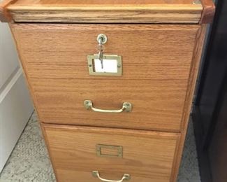 Oak File Cabinet with Key