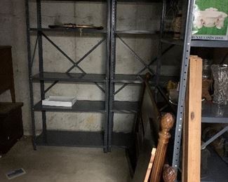 Five metal shelves
