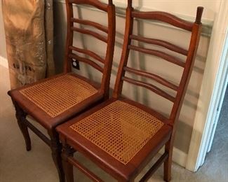 Wicker bottom antique side chairs