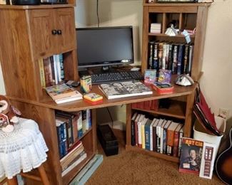 CORNER COMPUTER DESK, BOOKS
