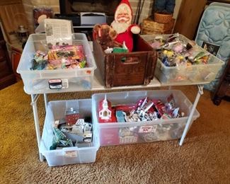 OLD COKE CRATE, VINTAGE SANTA, PEZ COLLECTION, McDONALD'S TOYS