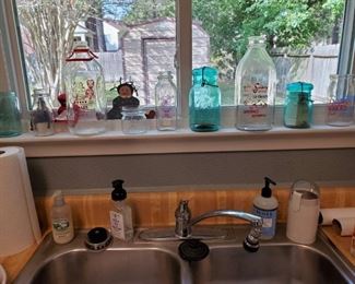 MILK BOTTLES & BLUE JARS