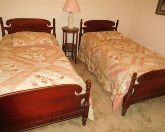 Antique walnut twin beds