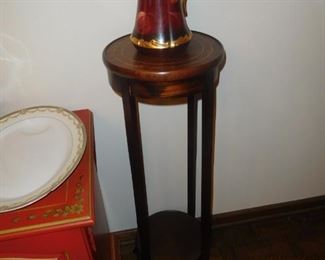 Pair of tall inlaid plant stands