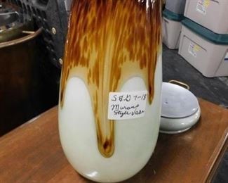 Murano style brown drip vase 