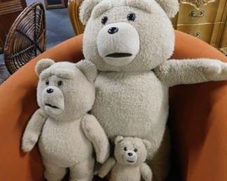 (3) Assorted plush Ted dolls large one talks 