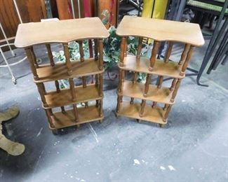 (2) solid wood wall mount or table top display shelves 