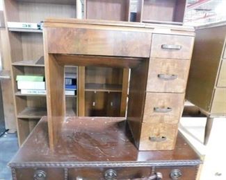 Burled wood sewing cabinet (NO MACHINE) 