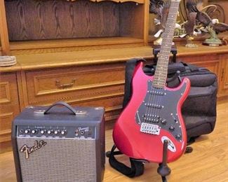 Fender Squire guitar with amp