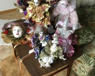 Porcelain Jester Dolls and Mask