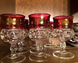 Indiana Kings Crown Ruby Flash Water/Wine Goblets