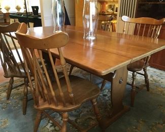 TRESTLE TABLE AND COMB BACK CHAIRS