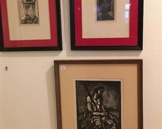 TOP TWO ARE WOODCUTS BY DONALD DILL AND BELOW IS A REPRODUCTION PRINT