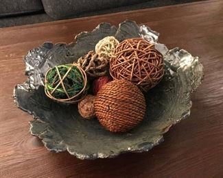 Unusual ceramic bowl with twig/accent balls