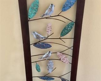Metal Wall Decor-colorful birds and vines