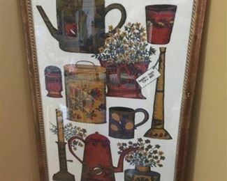 Framed Wall Decor of Vintage American Tin ware