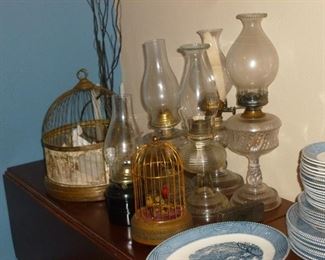 Oil lamps & bird cages