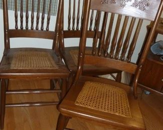 Set of only 3 cane seat pressed back chairs