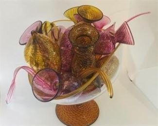 Abstract Hand Blown Art Glass Bowl Set https://ctbids.com/#!/description/share/258889