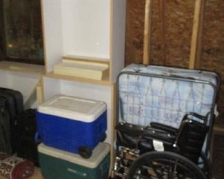 Coolers, wheelchair and rollaway bed