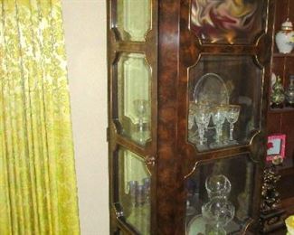 High End Vintage Mastercraft Burl Wood Display Cabinet - have two of these