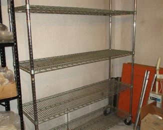 Six different chrome wire shelving units