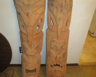 Large Wall Decor Wood Tiki Heads