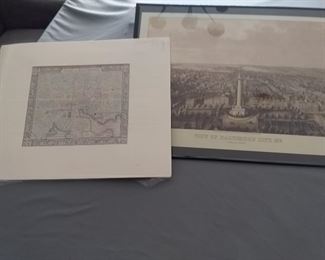 Antique Map of Baltimore and Lithograph of Baltimore