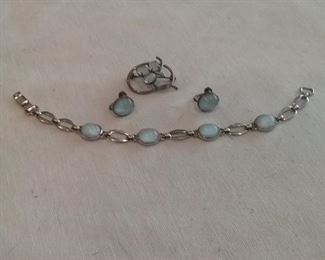 Vintage Ladies Silver and Moonstone Jewelry Set