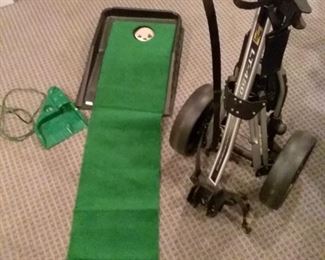 Electronic Putting Partner with Green and Bag Boy Golf Cart