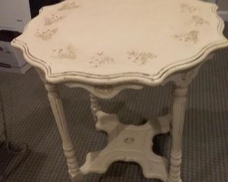 Charming Painted Accent Table and Linens