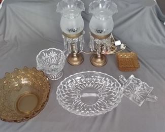 Crystal Boudoir Lamps and Glassware