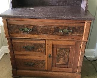 Antique marble top wash stand with soap holders