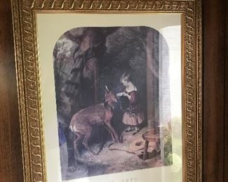 Framed antique print 'The Pets' engraved by Alfred Lucas