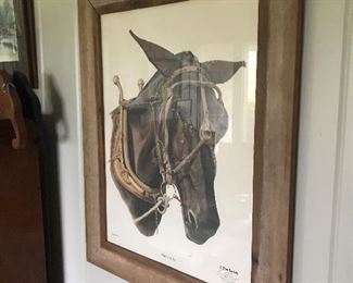 Framed horse print- signed by C.  Don Ensor