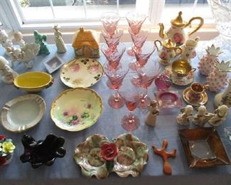 Pink depression glass and glassware