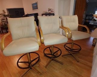 3 Leather Bar Stools