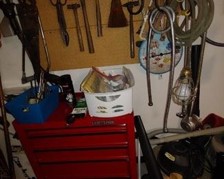 Craftsman Tool Chest on Wheels, Hammers, Clamp Lights Blower etc