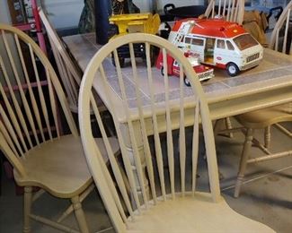 Beautiful Light Wood Table with 6 Chairs.  Inlaid Tile