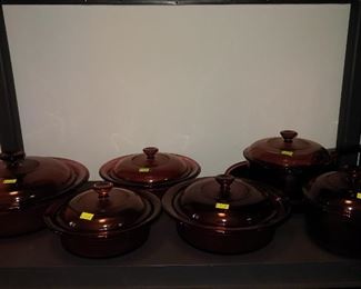Visions Cranberry Cookware, several with  teflon