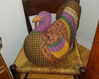 Rush Seat Chair & Stuffed Turkey..get it?  