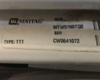 #27 Maytag Washer w/agitator Model  MTW5700TQ0  $ 100.00