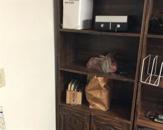 #36 (2)laminate bookshelf w/2doors and 3 shelves 77"H x 30 w x 16"D 50.00 each